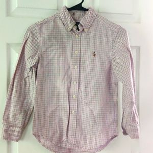 Ralph Lauren button down.  Red/black plaid.  S (8)